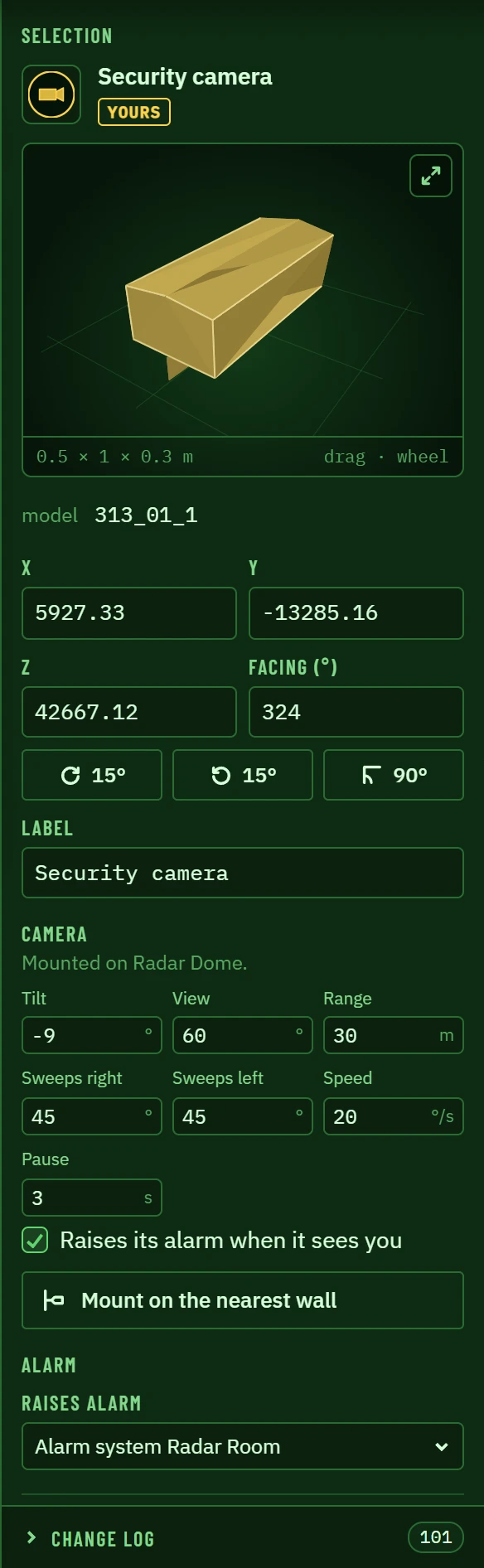 A camera's panel