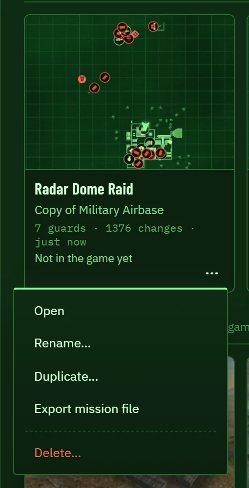 A mission of yours, and its menu