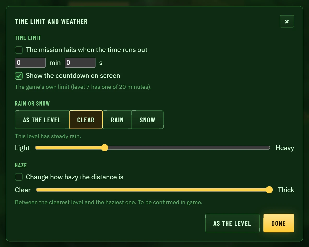 Time limit and weather